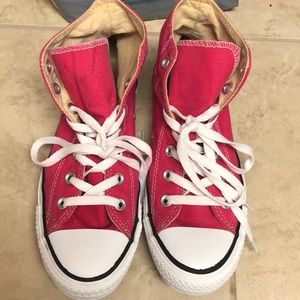 Hot pink converse high tops